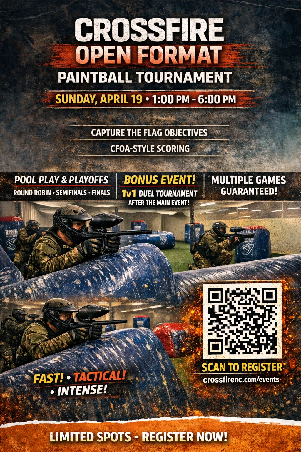 open format paintball tournament at Crossfire